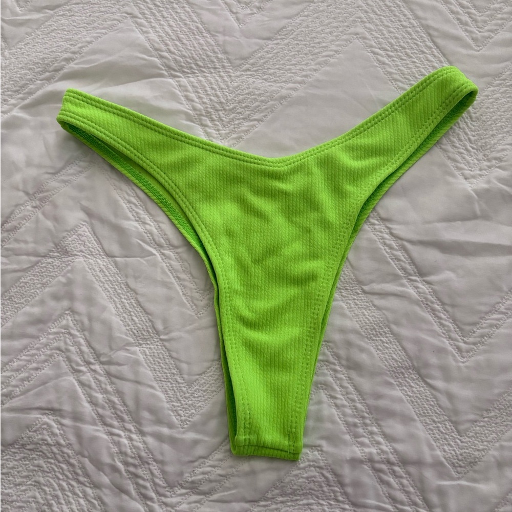 Neon Green Ribbed Triangle Bikini Top - Picture 3 of 3